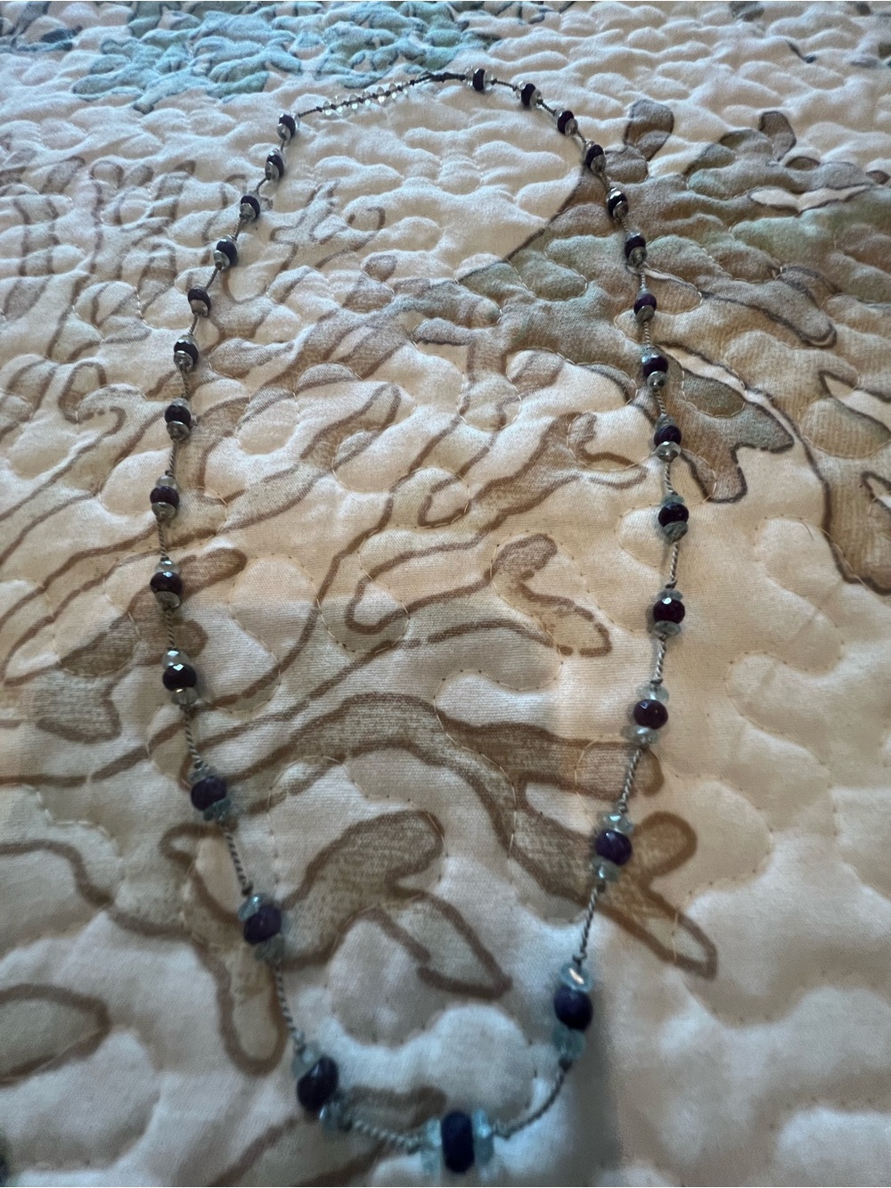 Amethyst & blue topaz bead necklace